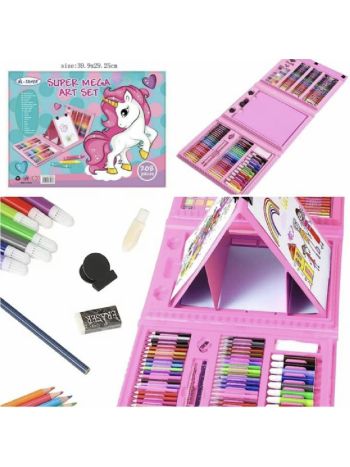 Portable 208 Pieces Children Drawing Colouring Set without Cardboard Package Box