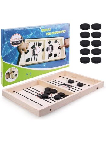 Fast Sling Puck Game, Table Desktop Battle Wooden Hockey Game,Toys for Adults Parent-Child Interactive